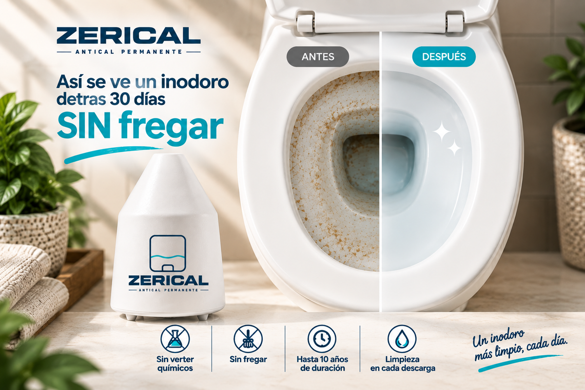 Así se ve un inodoro tras 30 días sin fregar: antes y después con Zerical™ en la cisterna